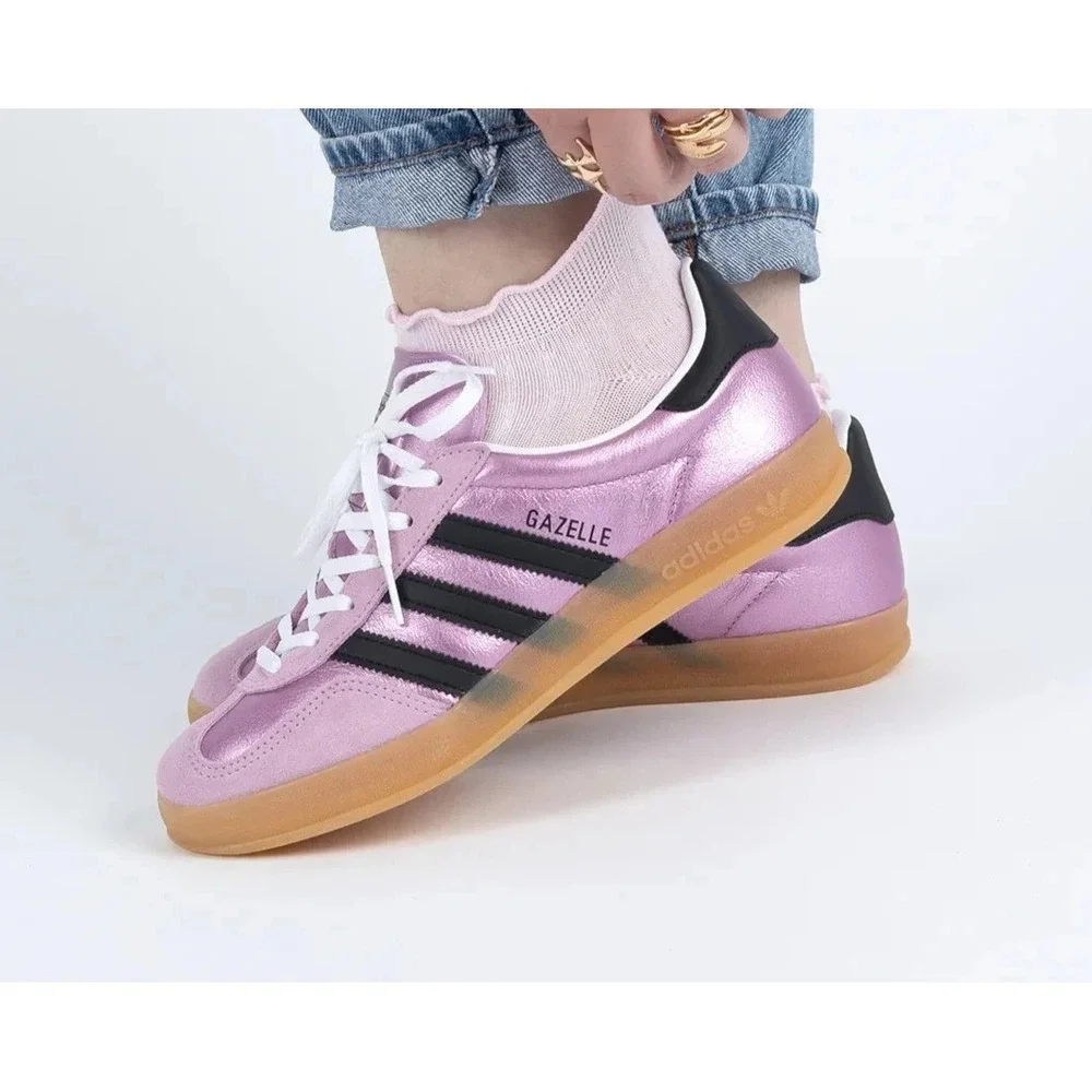 Adidas Gazelle Indoor Women's Size 5.5 Bliss Lilac Pink Black Shoes JS1406 NEW - Picture 1 of 6